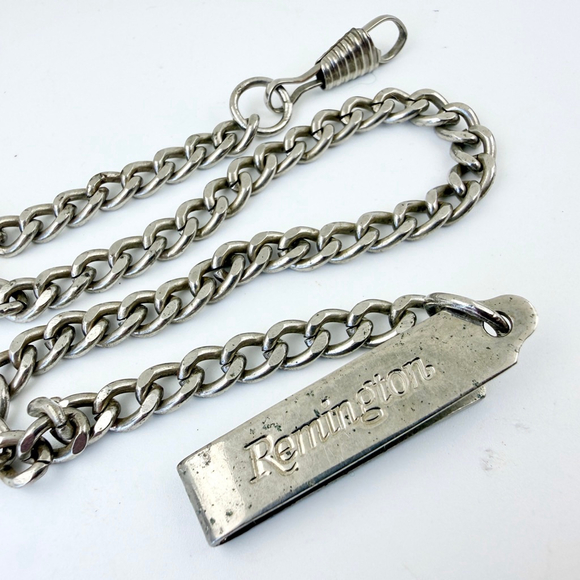 Vintage Remington Pocket Watch Chain, Remington Advertising Watch Fob, Silver - Picture 3 of 5